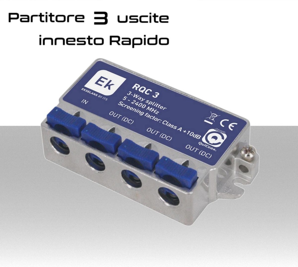 Partitore tv 3 uscite ad innesto rapido schermato in classe A divisore banda TV e Satellite di Ekselans by ITS