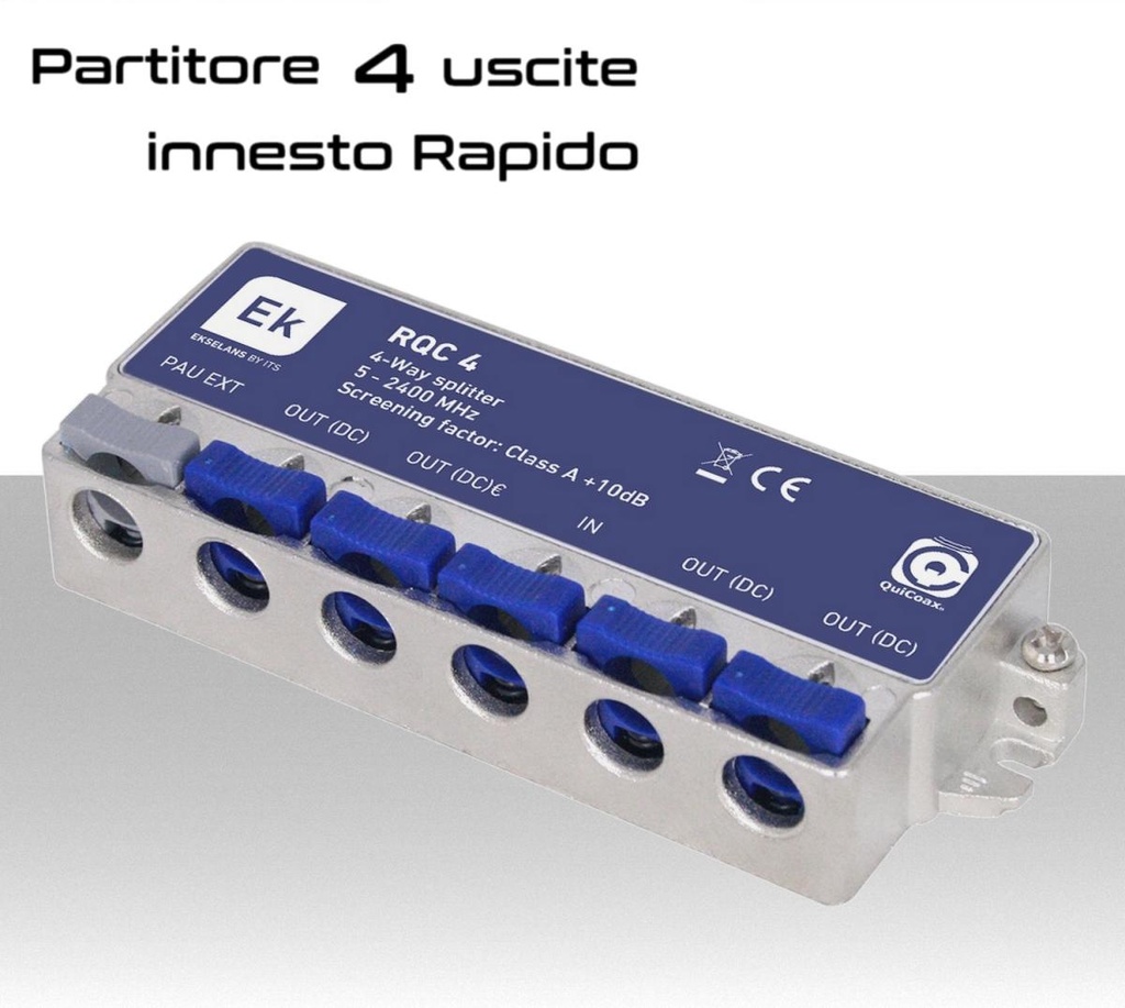 Partitore tv 4 uscite ad innesto rapido schermato in classe A divisore banda TV e Satellite di Ekselans by ITS