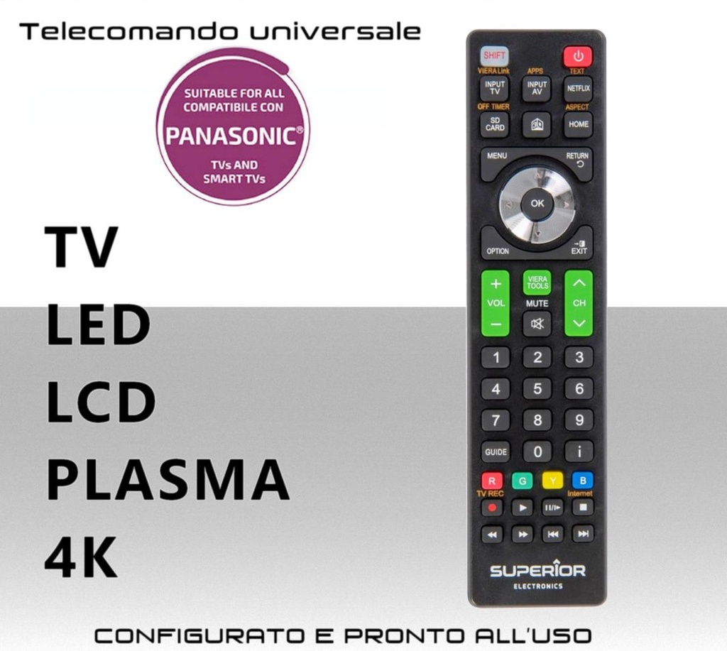 Telecomando TV Panasonic universale pronto all'uso con funzioni per TV Smart