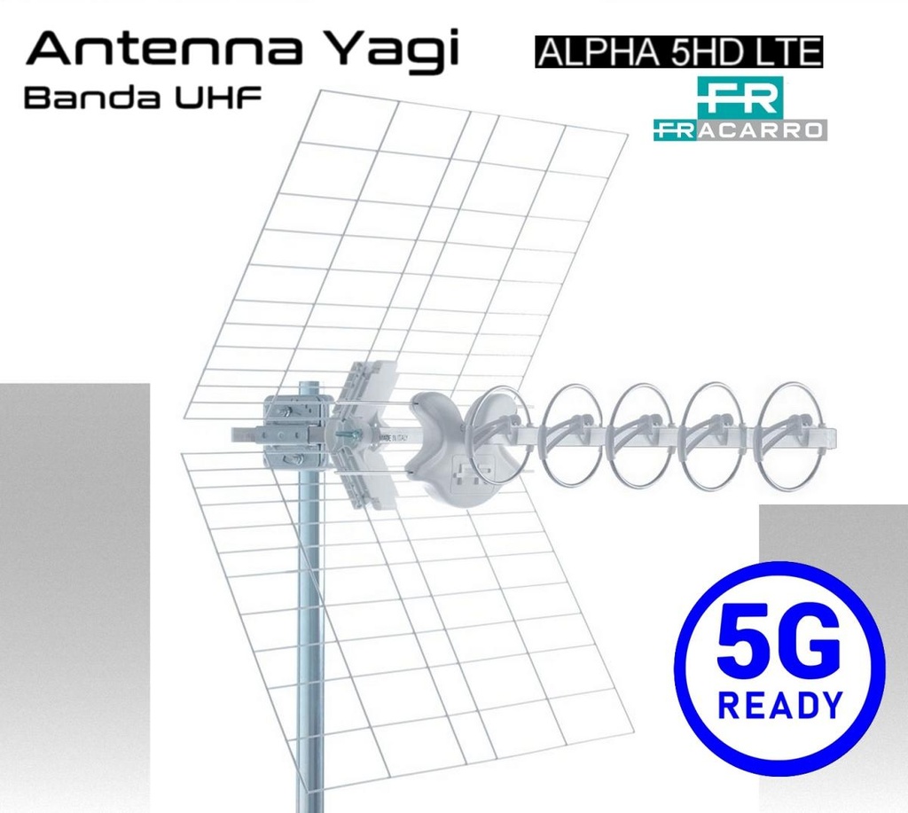 Antenna UHF Fracarro ALPHA 5HD LTE Banda UHF con connettore F e filtro LTE