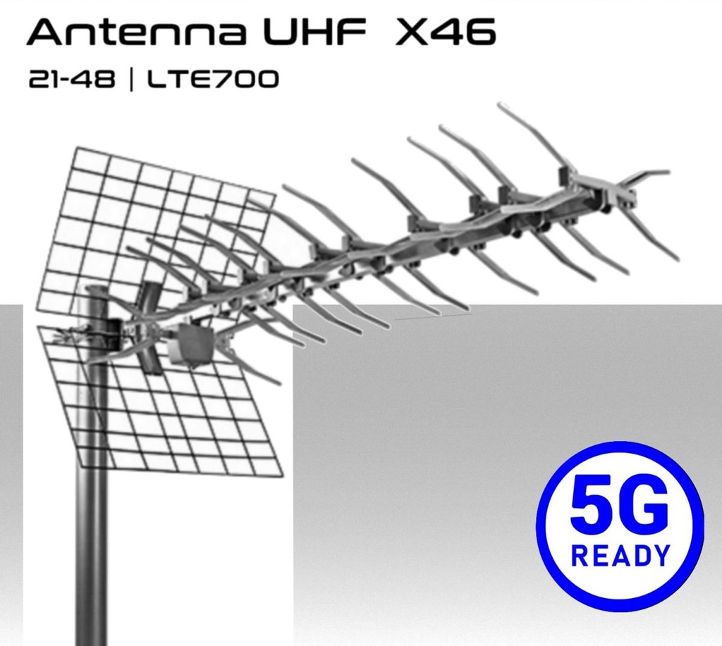 Antenna UHF 5G con Connettore F, Filtro LTE700, Direttiva SEDEA X46