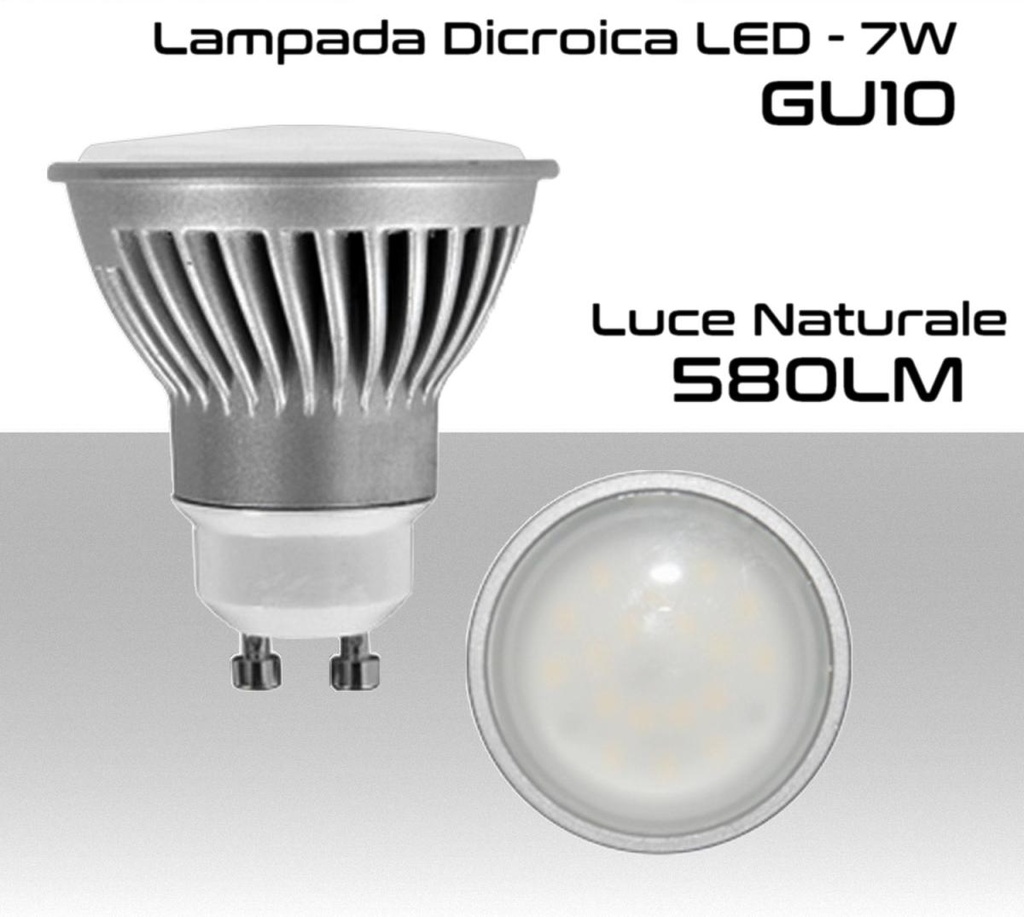 Faretto / Lampada Dicroica LED 230V 7W 580lm faretto Luce naturale 4000K Base GU10 ad alto risparmio energetico Alcapower - 580 lumen