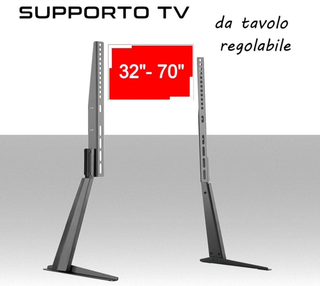 Supporto TV da tavolo inclinabile in alluminio universale per TV piatte LED da 32" a 70" pollici vesa compatibile