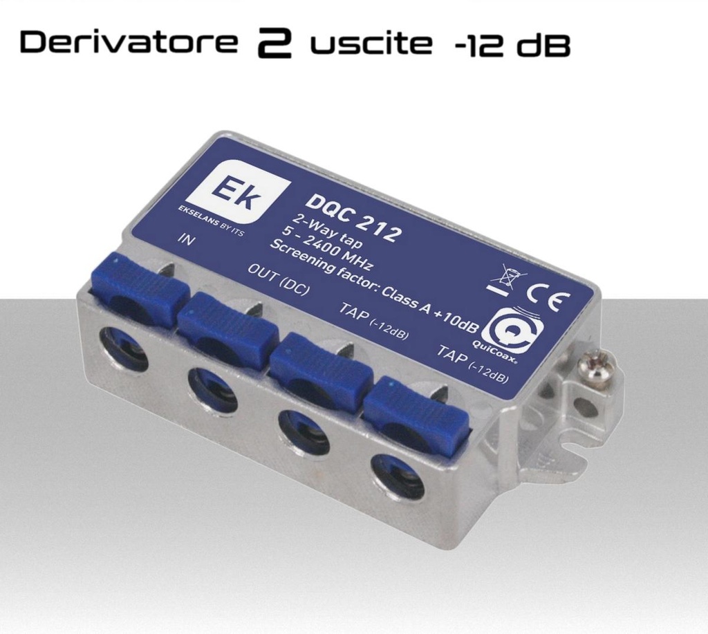 Derivatore antenna 2 uscite -12dB ad innesto rapido con 1 via passante DC  schermato in classe A per banda TV e Satellite di Ekselans by ITS