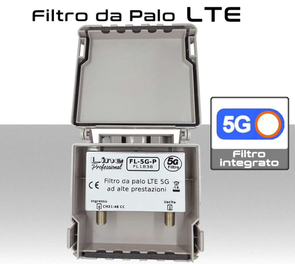 Filtro 5G da palo banda LTE per impianti TV realizzato con contenitore schermato  Line professional FL1838