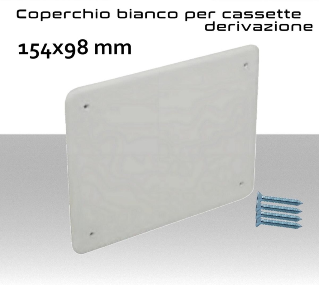 Coperchio cassetta di derivazione elettrica rettangolare 154x98mm con viti di fissaggio