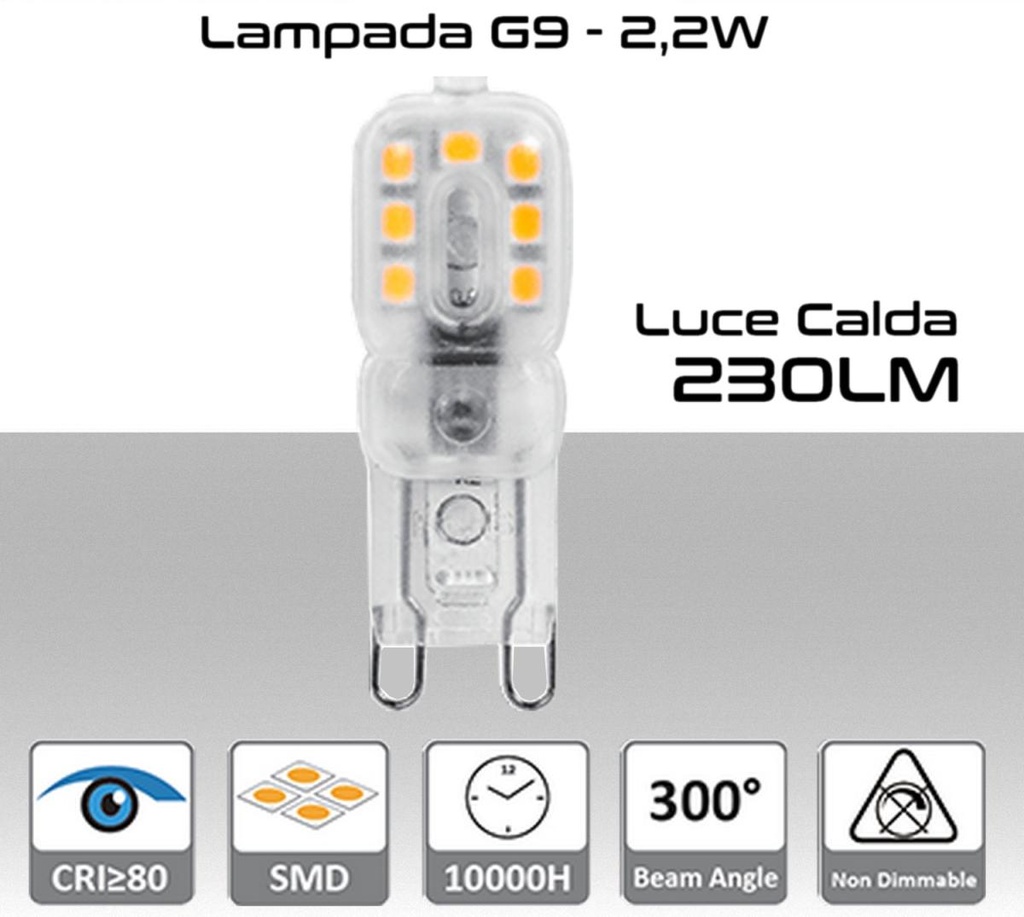 Lampadina G9 Led luce bianca calda da 230 Lumen 