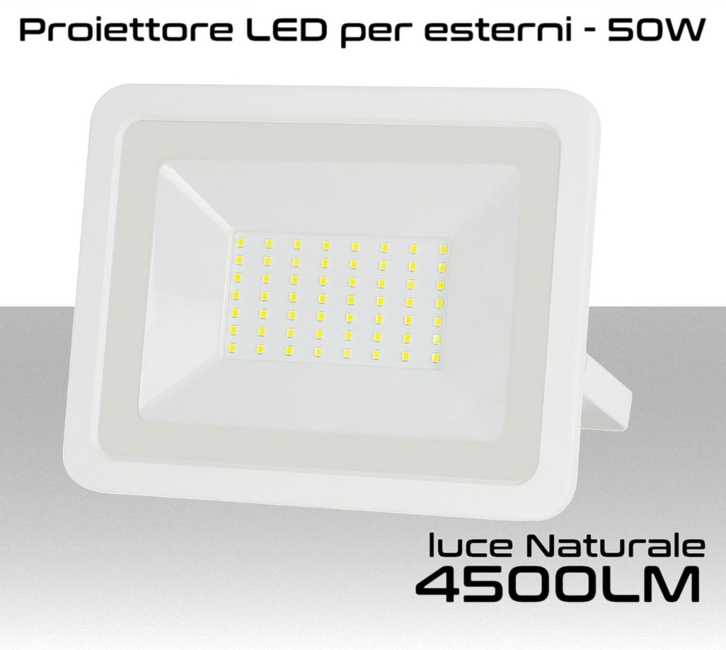 Faretto LED per esterno 50W Luce bianca naturale 4000k IP65 4500 Lumen Alcapower