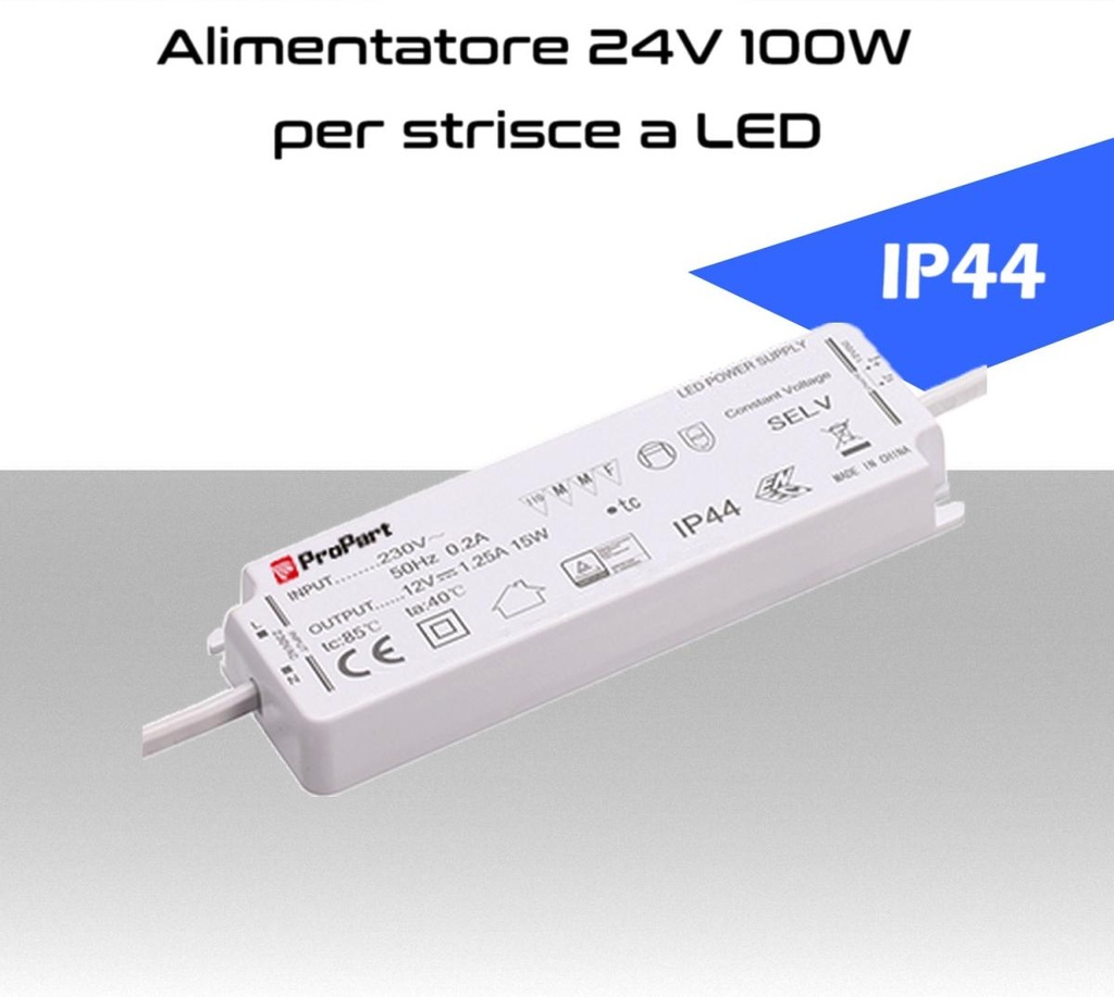 Alimentatore per LED 24V da 100W IP44 trasformatore universale