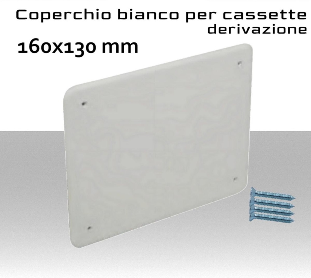 Coperchio cassetta di derivazione elettrica rettangolare 160x130mm con viti di fissaggio