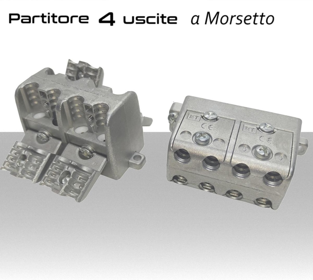 Partitore tv 4 uscite a morsetto schermato in classe A divisore banda TV e Satellite Mitan ETS408