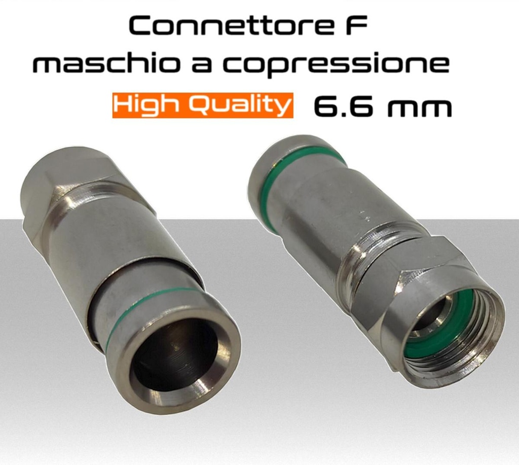 Connettore F a compressione per cavo coassiale da 6.6 mm grado di protezione IP68 MicroTek CP36799325
