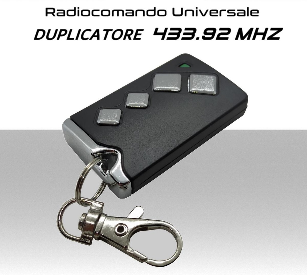 Radiocomando universale duplicatore per automazioni frequenza 433 Mhz Nero