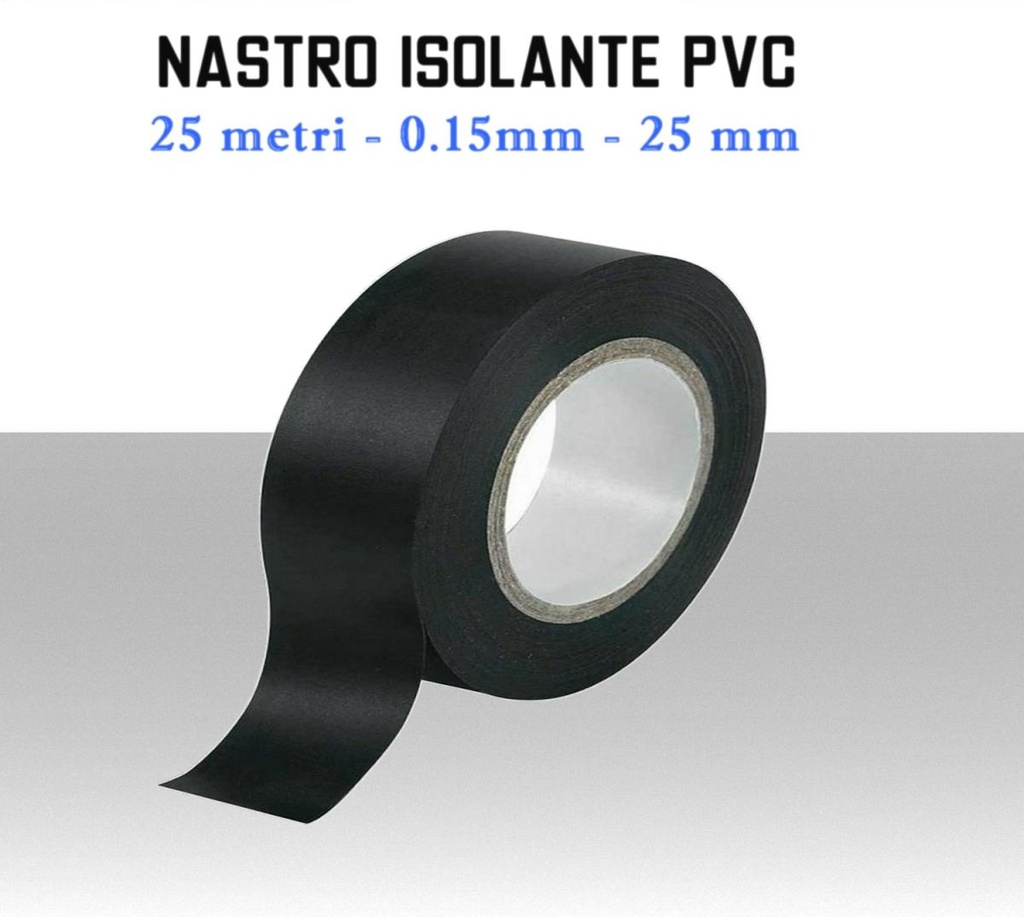 Nastro isolante in PVC nero per elettricista  adesivo in rotolo larghezza 25 mm