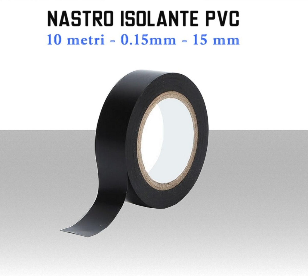 Nastro isolante in PVC nero per elettricista adesivo in rotolo larghezza 15 mm