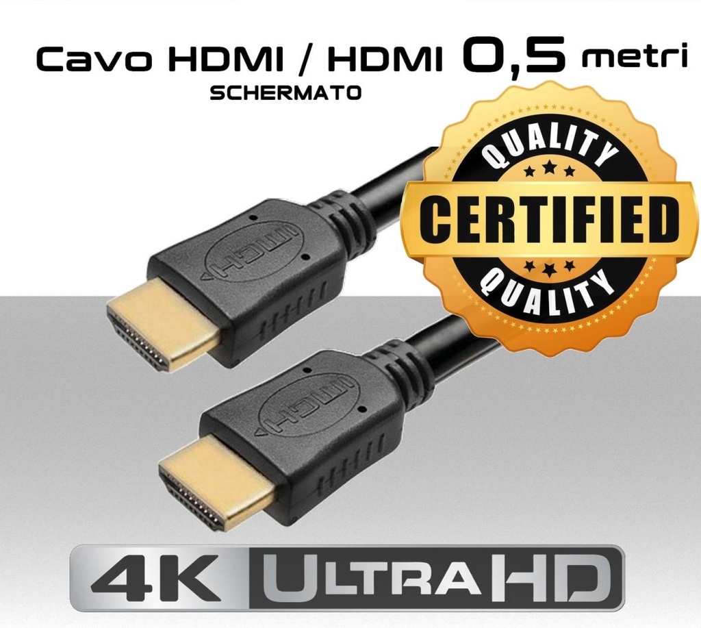 Cavo HDMI 0,5 metri ARC con supporto 4K UHD 60Hz versione 2.0 