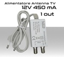 Alimentatore antenna TV da 450mA 12V tipo switching ad 1 uscita 