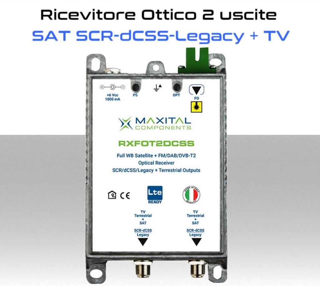 Ricevitore Ottico SAT/DTT a 2 uscite RF in SCR-dCSS-legacy,DTV