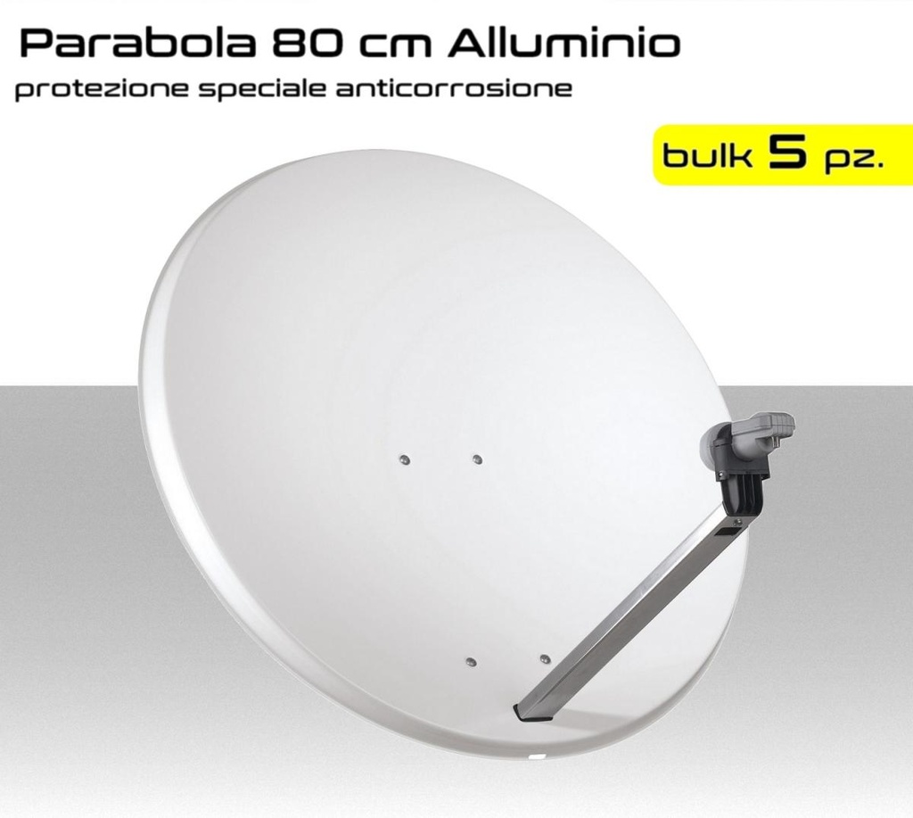 Parabola satellitare 80 cm alluminio PACK 5pz.