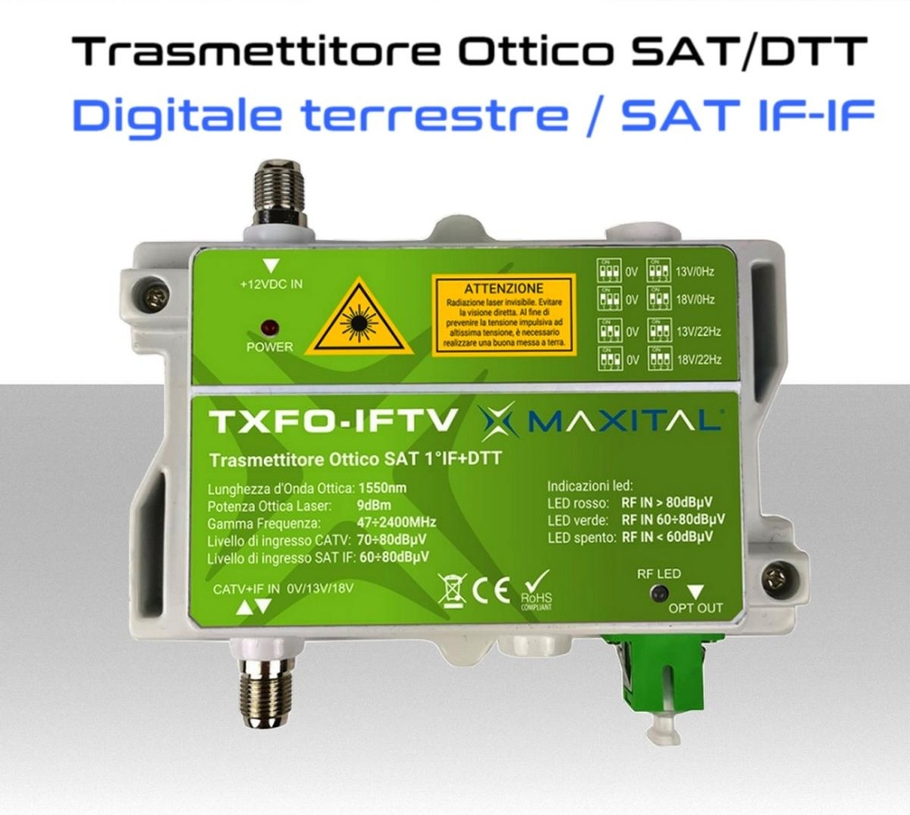 Trasmettitore Ottico segnale TV/SAT IF-IF in fibra ottica