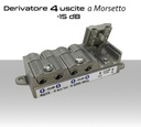 Derivatore antenna 4 uscite a morsetto attenuazione -15dB per SAT/DTT Telewire 6415