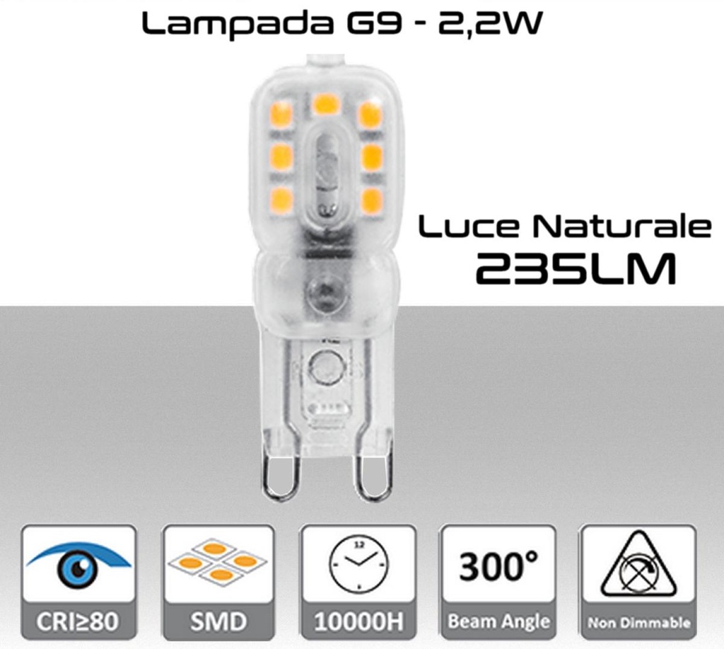 Lampadina G9 Led luce bianca naturale da 235 Lumen 