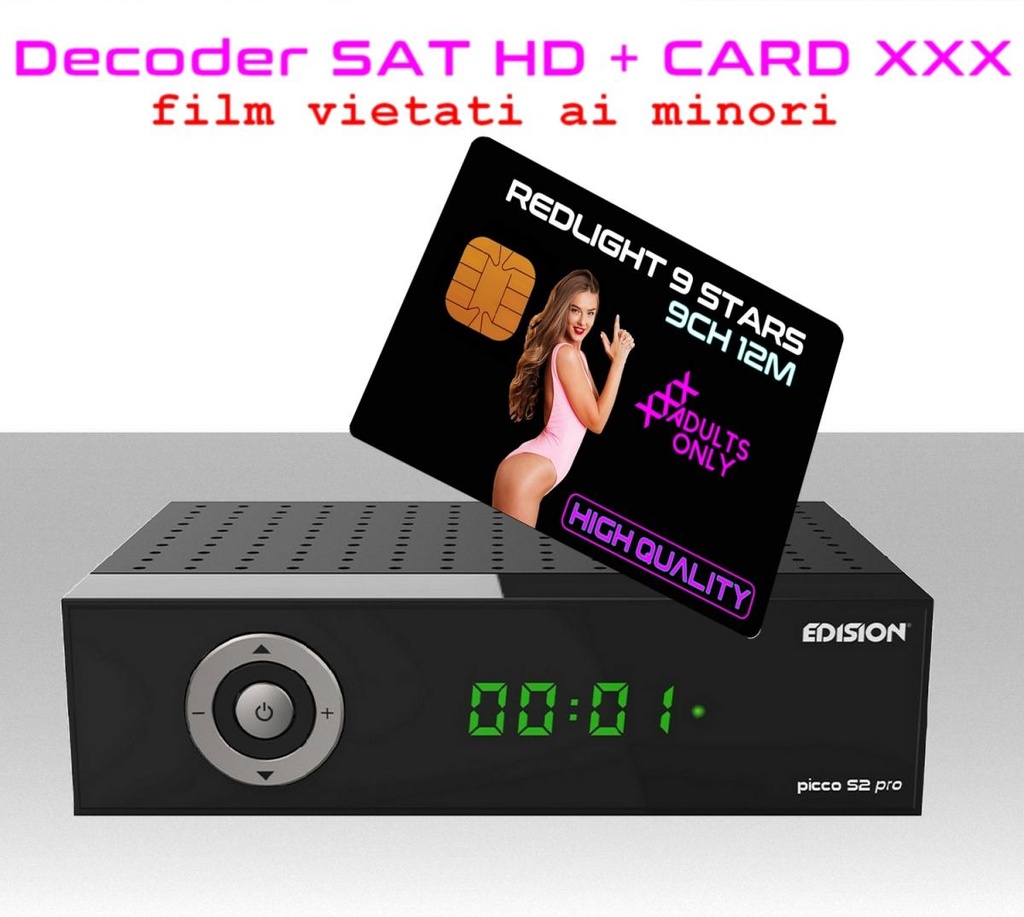 Decoder completo di card film HD per adulti 9 canali 12 mesi 24h