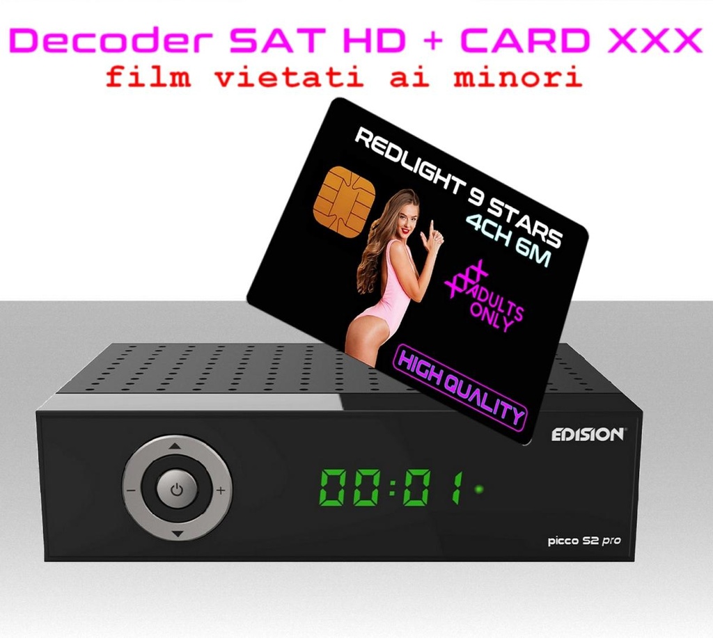 Decoder completo di card film HD per adulti 4 canali 6 mesi 24h
