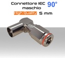 Connettore TV IEC maschio 90 gradi angolare in metallo per cavo da 5 mm MicroTek 