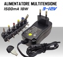 Alimentatore universale regolabile 3-12Vdc 1500mA 18W