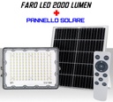 Faro Led con pannello solare e telecomando 2000 lumen lunga durata