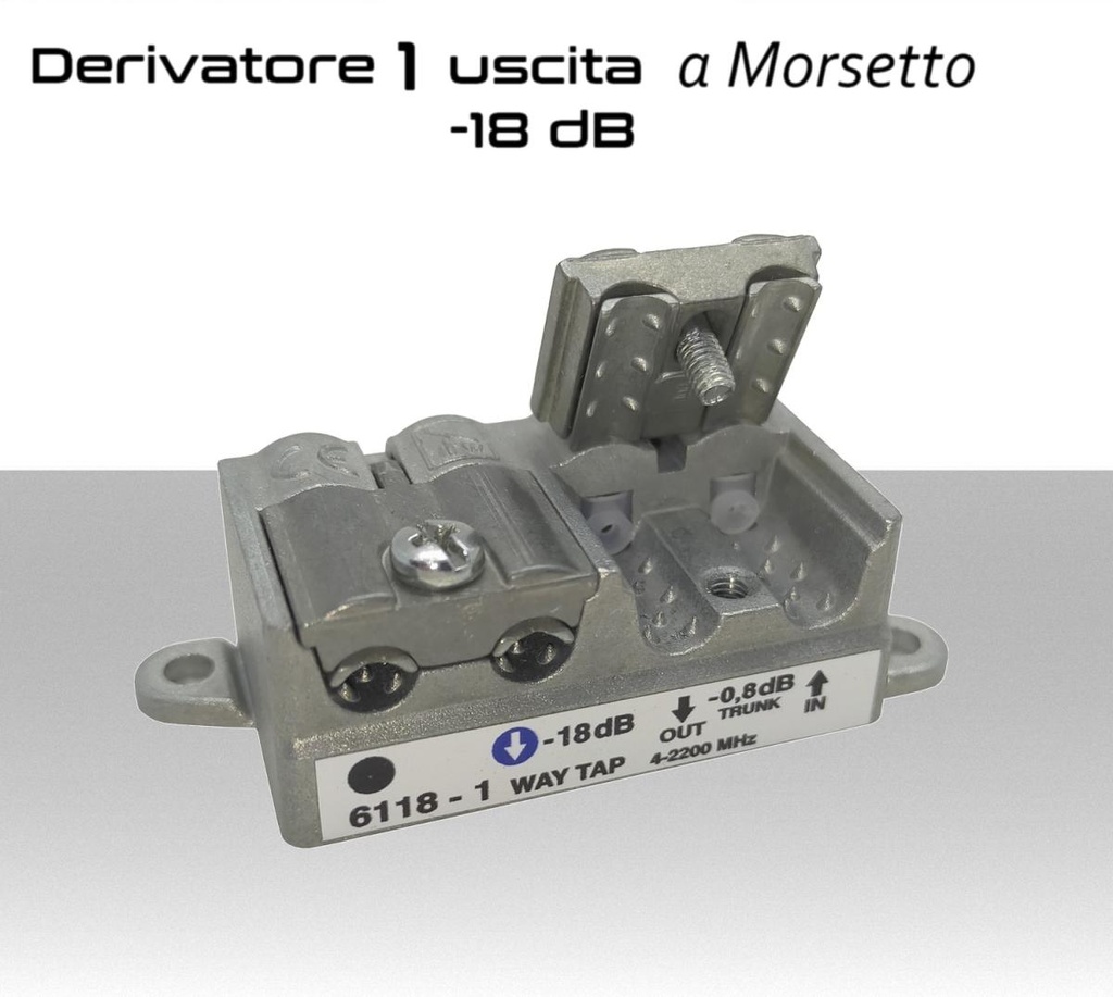 Derivatore antenna 1 uscita a morsetto attenuazione -18dB per SAT/DTT Telewire 6118