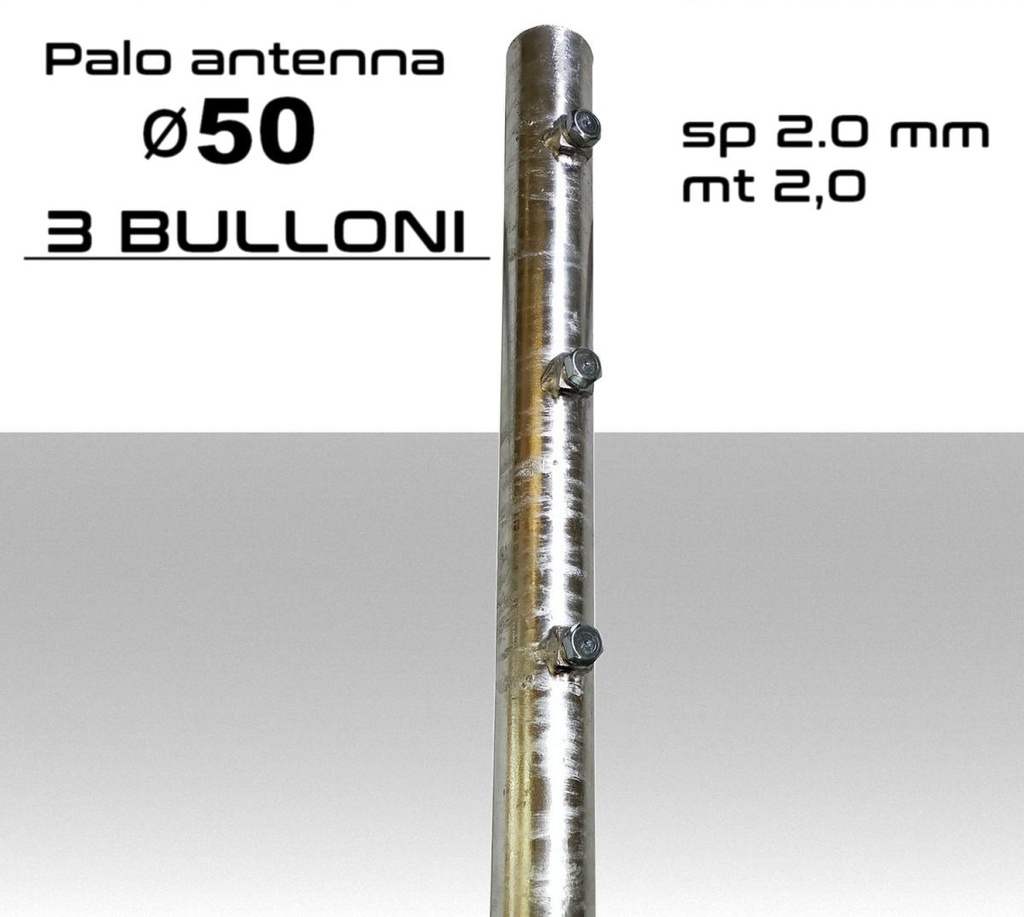 Palo antenna singolo 2 metri diametro ø 50 spessore 2 mm