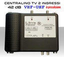 Centralino antenna TV da interno 2 ingressi BIII-UHF 42dB telaio pressofuso 