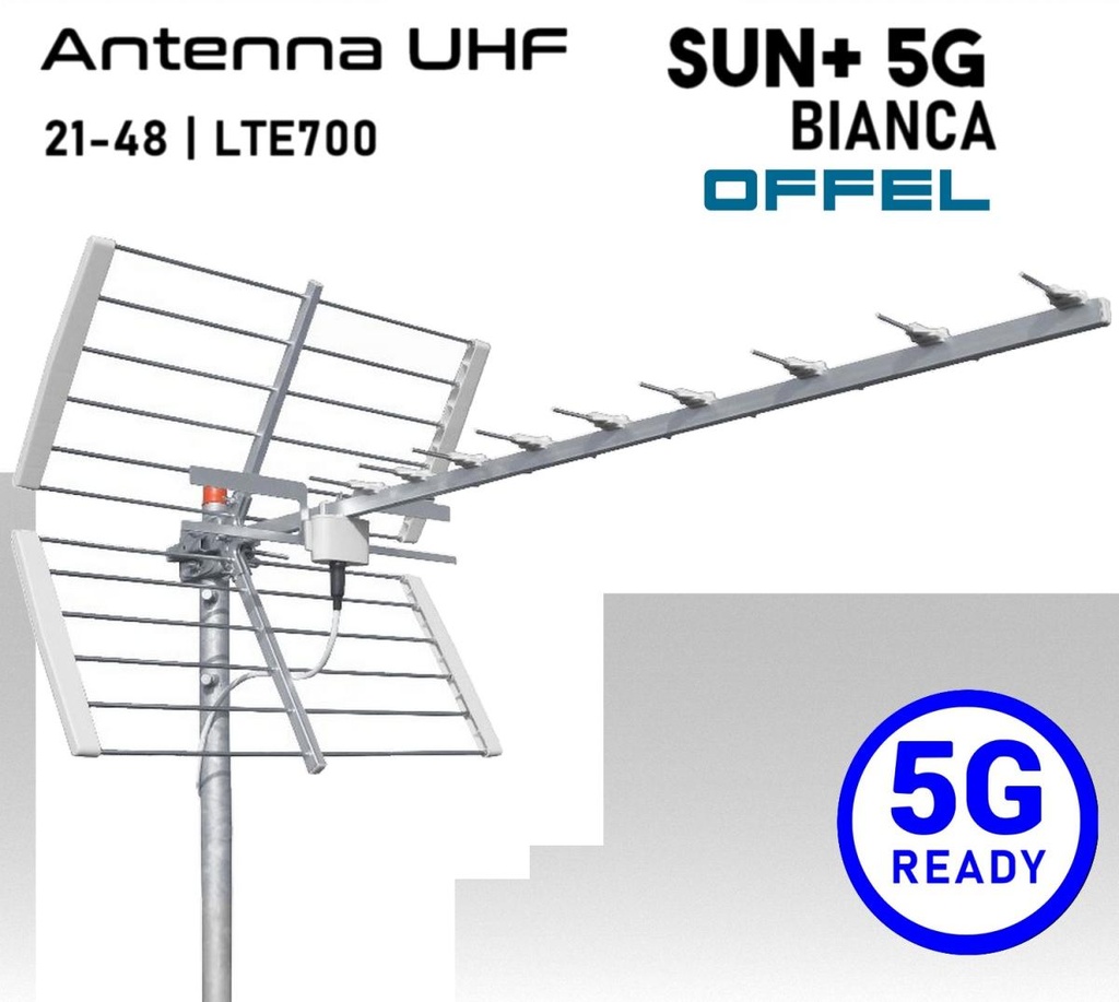 Antenna UHF OFFEL SUN+ 5G direttiva 15 elementi  in alluminio 5G Ready