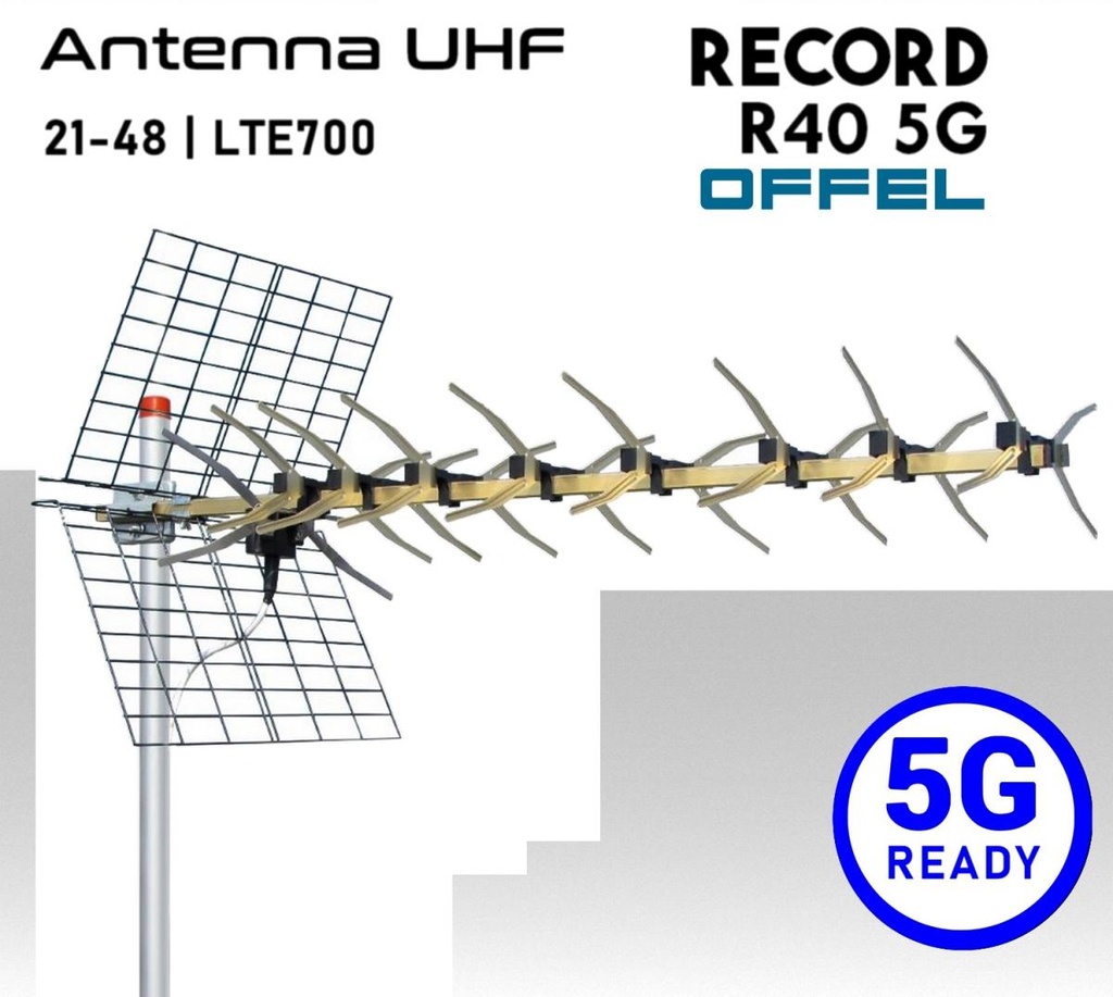 Antenna UHF OFFEL Record 39 elementi direttiva in alluminio 5G Ready