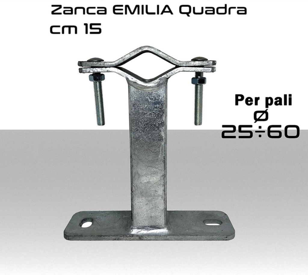 Zanca emilia 15 cm tubo quadro per pali antenna diametro 25÷60 mm