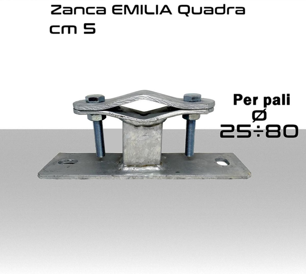 Zanca emilia 5 cm tubo quadro per pali antenna diametro 25÷80 mm