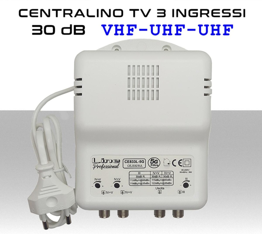 Centralino antenna TV da interno 3 ingressi III / 21:48 / 21:48 30dB 121dBuV@35dBc CE833L-5G