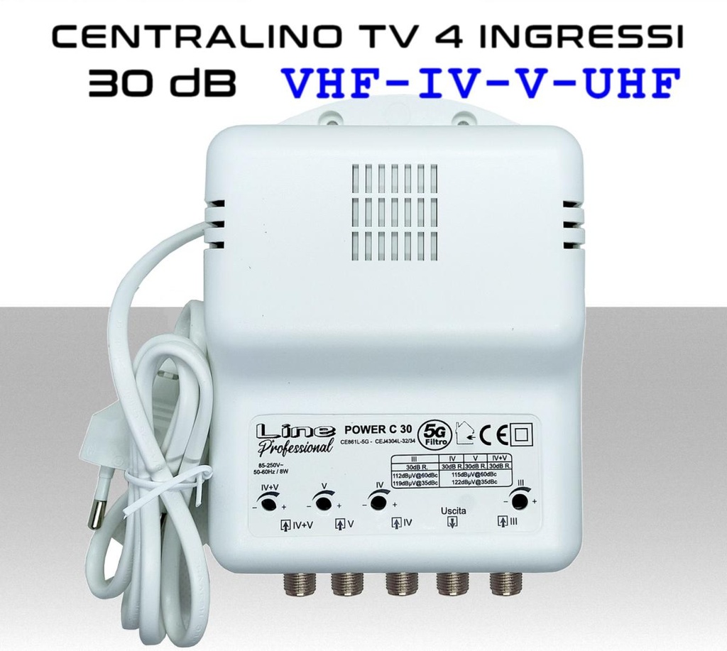 Centralino antenna TV da interno 4 ingressi BIII-IV-V-UHF (32/34) 30dB serie CE861L-5G