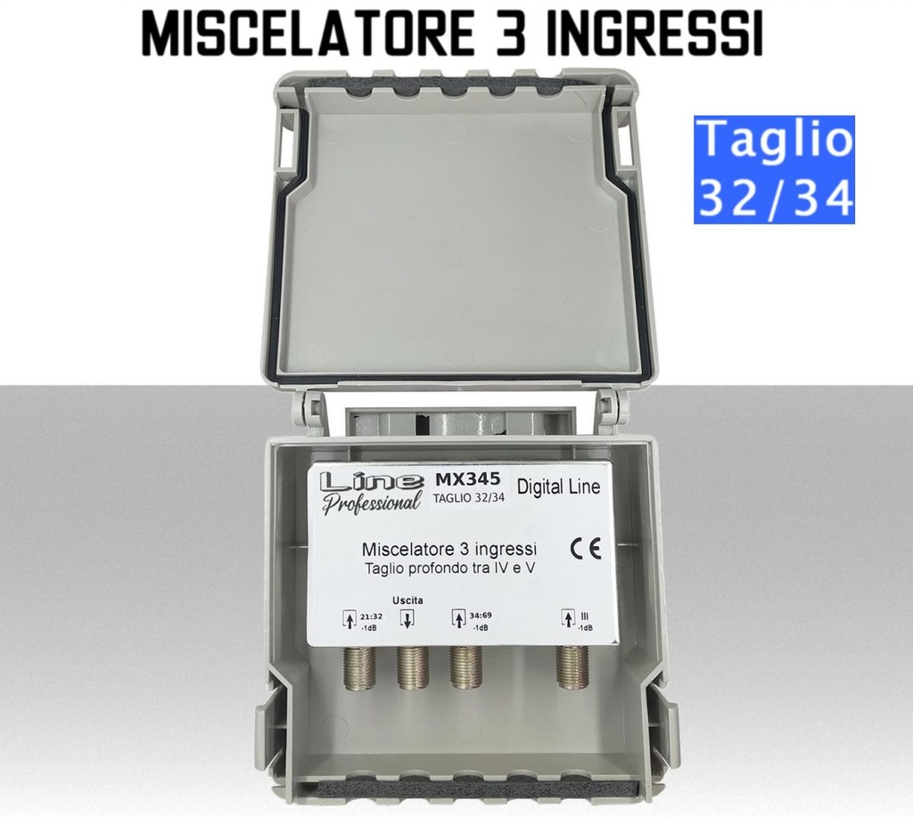 Miscelatore antenna 3 ingressi VHF/IV/V taglio 32/34 MX345