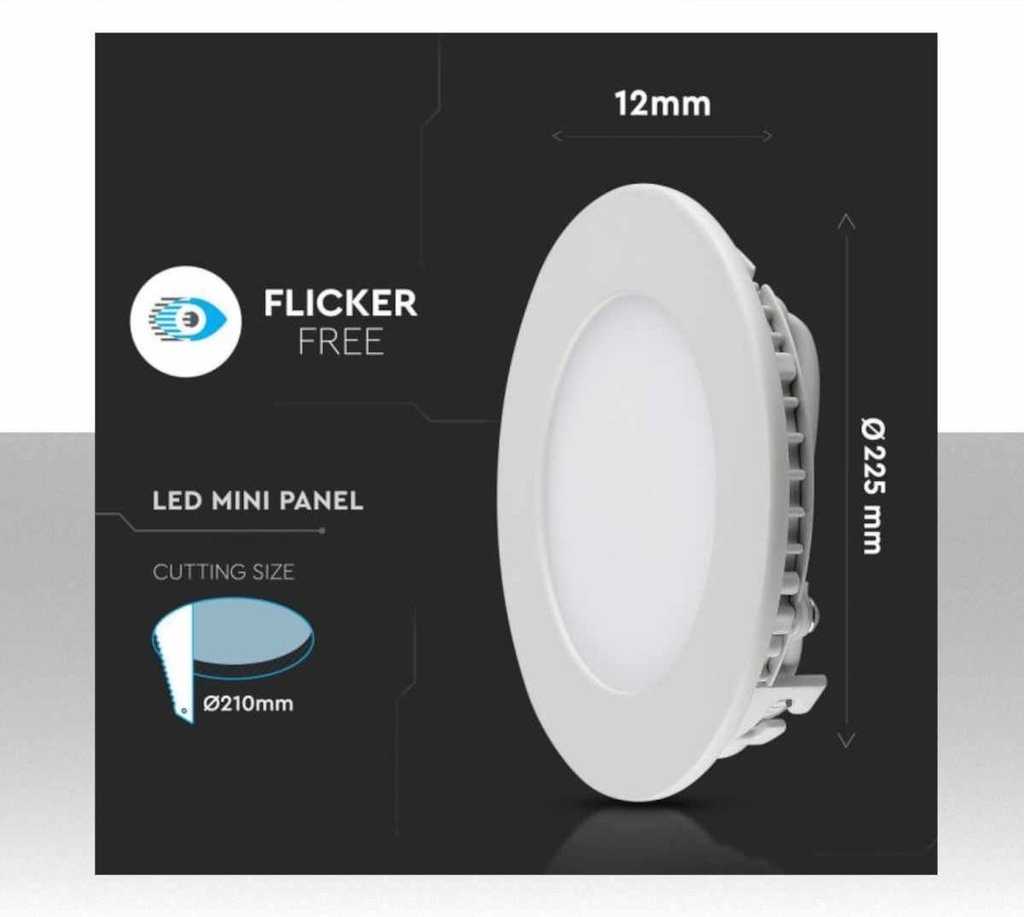 Mini Pannello LED 22cm 18W Montaggio ad Incasso Rotondo 4000K - 1500 Lumen