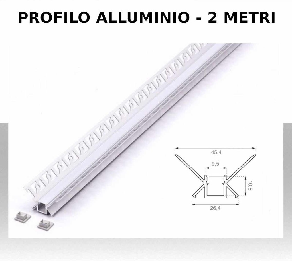 Profilo Alluminio ad Incasso per Cartongesso Angolare Interno