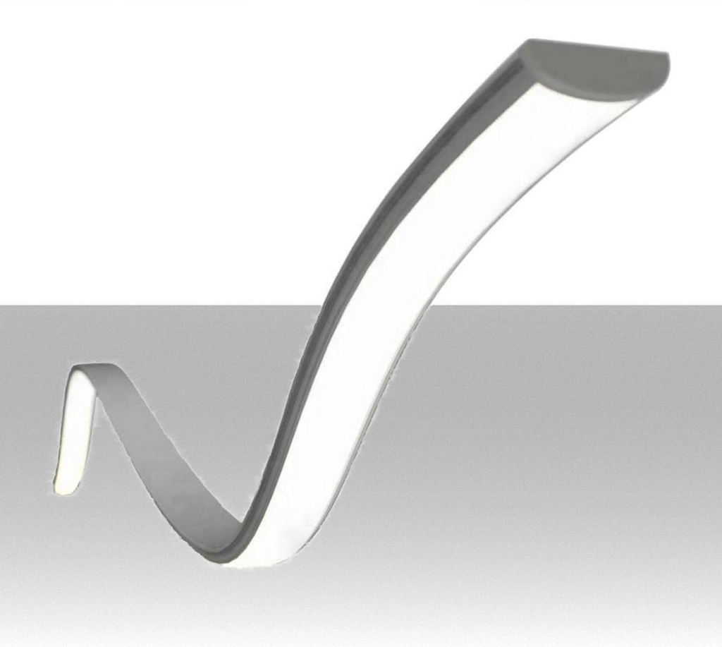 Profilo in Alluminio Flessibile Colore Bianco per Strip LED Copertura Satinata 2000 x 18 x 6mm