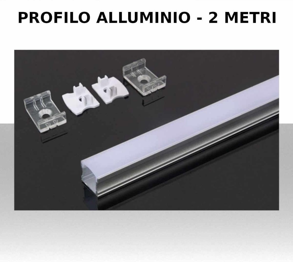 Profilo in Alluminio per Strip LED Colore Silver Copertura Satinata SKU-3354