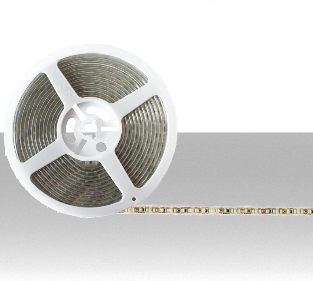 Strip LED 12V 3000K 800lumen/metro SMD 8W/m 120 LED/m IP65 9.2mm - Rolla da 5 metri