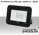 Faretto LED per esterno 30W Luce bianca fredda 6500K IP65 2400 Lumen FSL