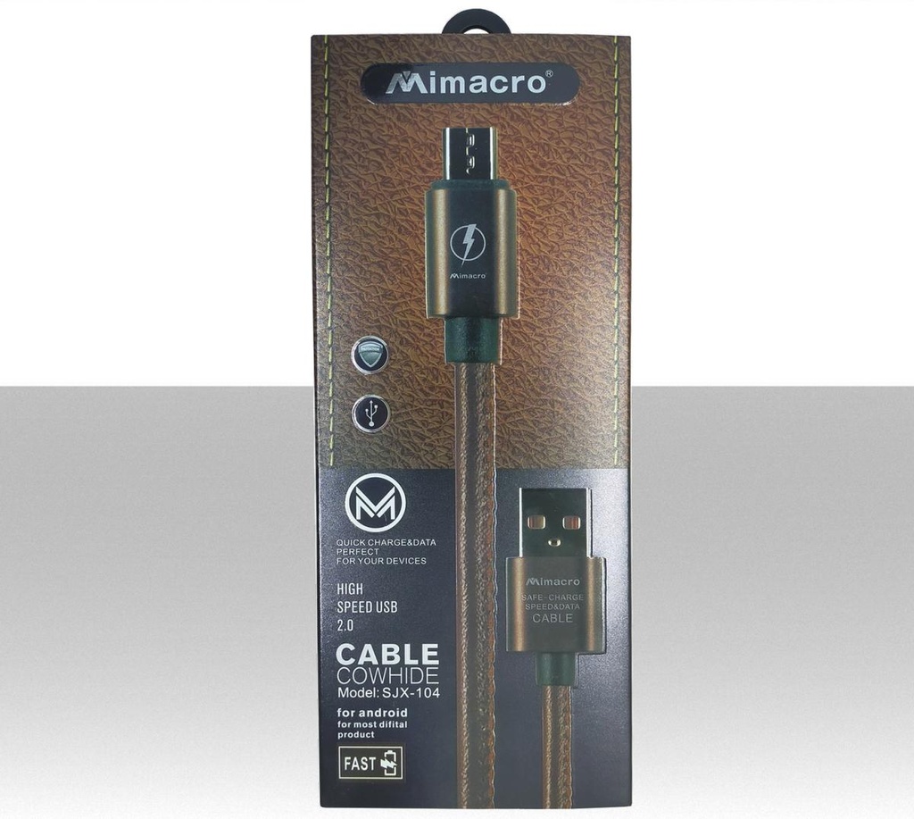 Cavo dati USB - MICRO USB (Android) - Lunghezza 1 metro - Colore Nero - Finto cuoio