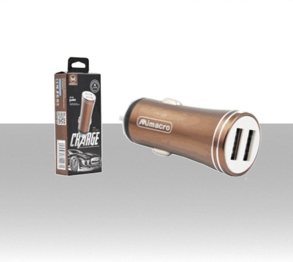 Caricabatterie da auto ad alta corrente con 2 uscite USB 5V 3.1A - Color Marrone