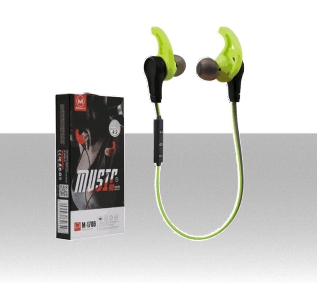 Auricolare SPORT stereo Bluetooth Verde con microfono